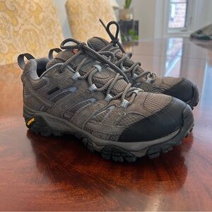Merrell Moab 2 Waterproof Hiking Shoes Suede Grey Blue Womens Size 8.5